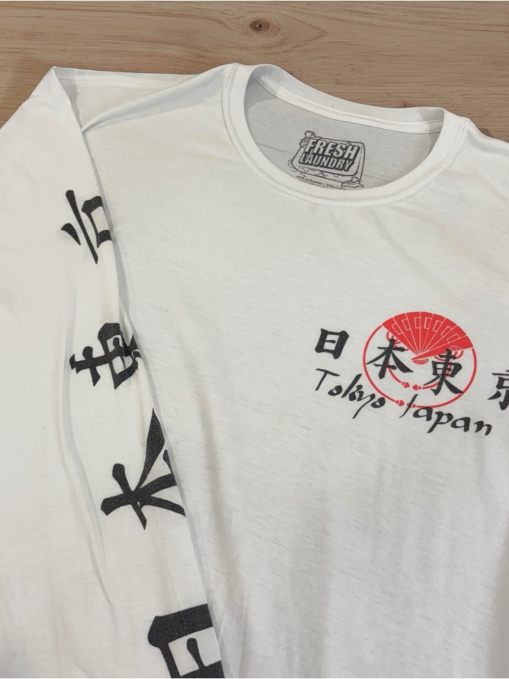 Fresh Laundry - Tokyo Japan Long Sleeve Graphic Tee - White/Red